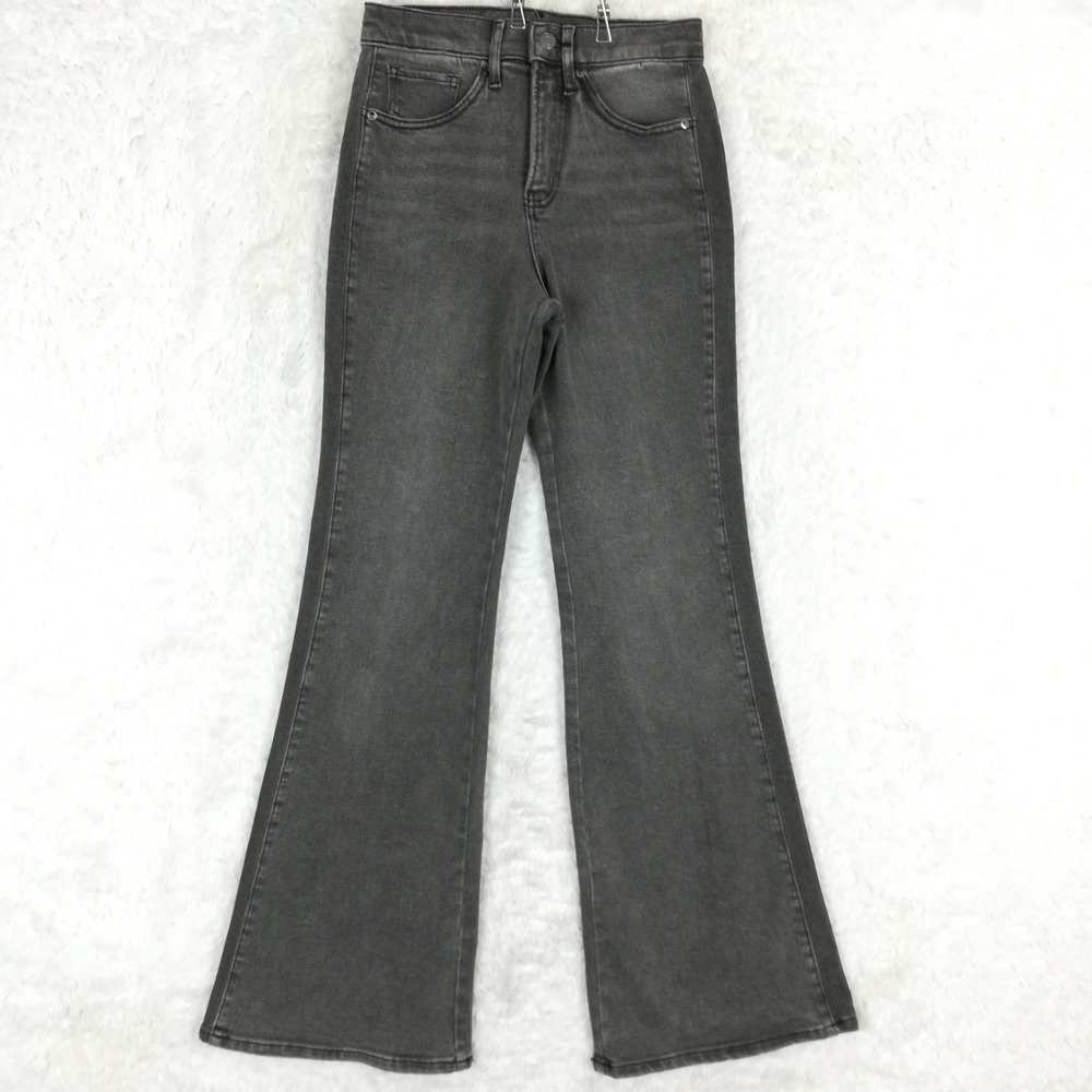 Expressā Womens Jeans 70's Flare High Rise Hyper Sculpt Black Wash Denim 0